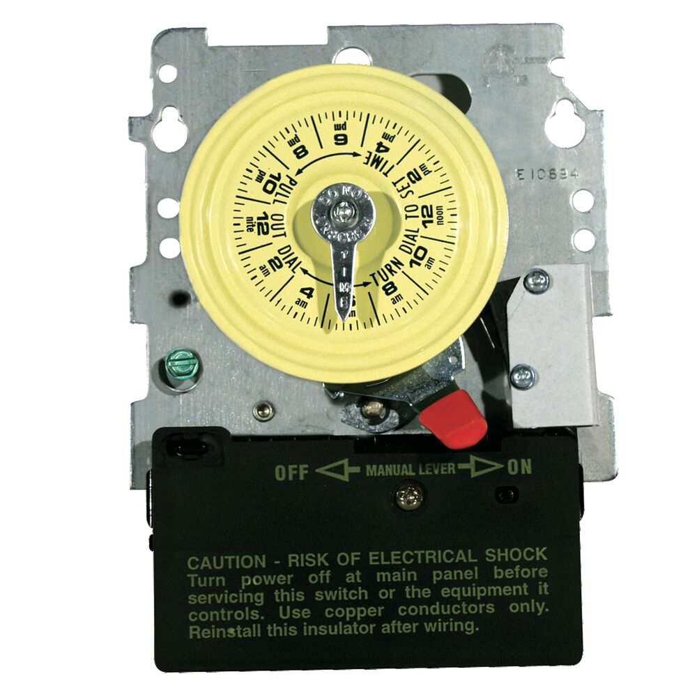24-Hour 208-277V Mechanical Time Switch, DPST, Pool Heater Protection ...